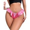 imageMilumia Women Sexy Panties Satin Low Rise Thongs Ruffle Trim Cheeky Underwear BriefsHot Pink
