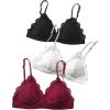 imageMilumia Womens 3 Pack Sexy Lace Triangle Bralettes Padded Wireless Comfort Everyday Bras Top Set