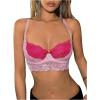 imageMilumia Womens Colorblock Lace Corset Crop Top Y2k Bralette Camisole Going OutPink