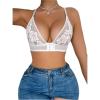 imageMilumia Womens Lace Front Closure Bras Racerback Wireless BralettesWhite