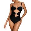 imageMilumia Womens Metal Starfish Cut Out Strapless Bathing Suit Ruched Bandeau Tube Top One Piece SwimsuitsBlack With Straps