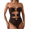 imageMilumia Womens Metal Starfish Cut Out Strapless Bathing Suit Ruched Bandeau Tube Top One Piece SwimsuitsBrown