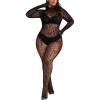 imageMilumia Womens Plus Size Fishnet Bodystocking Lingerie Sheer Body Stockings NightwearBlack Leoppard