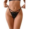 imageMilumia Womens Sexy Floral Lace Underwear Panties Cut Out Low Rise GString ThongsBlack