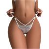 imageMilumia Womens Sexy Floral Lace Underwear Panties Cut Out Low Rise GString ThongsWhite