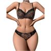 imageMilumia Womens Sexy Leopard Underwire Push Up Bra and Panty Sets Cheetah Print 2 Piece Lingerie SetBrown and Black