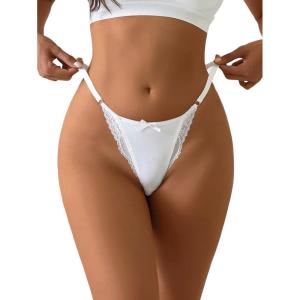 imageMilumia Women Sexy Cheeky Lace Panties Thongs Underwear Low Rise GString Brief HipsterWhite