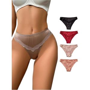 imageMilumia Womens 5 Pack Sexy Satin Panties Silk Mid Rise Bikini Briefs Underwear LingerieMulticolor