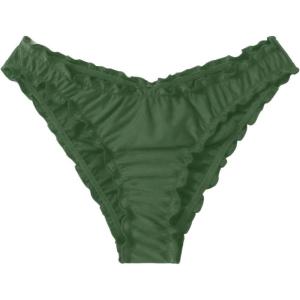imageMilumia Womens Bikini Bottoms Solid Ruched Lettuce Trim Swim Bottom SwimwearArmy Green