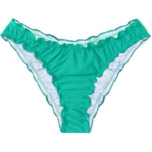 imageMilumia Womens Bikini Bottoms Solid Ruched Lettuce Trim Swim Bottom SwimwearMint Green