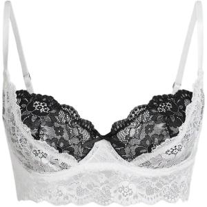 imageMilumia Womens Colorblock Lace Corset Crop Top Y2k Bralette Camisole Going OutBlack and White