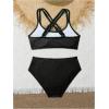 imageMilumia Girls 2 Piece Swimsuits Criss Cross Spaghetti Strap Bikini SetsBlack