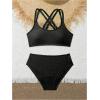 imageMilumia Girls 2 Piece Swimsuits Criss Cross Spaghetti Strap Bikini SetsBlack