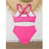 imageMilumia Girls 2 Piece Swimsuits Criss Cross Spaghetti Strap Bikini SetsHot Pink
