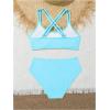 imageMilumia Girls 2 Piece Swimsuits Criss Cross Spaghetti Strap Bikini SetsLight Blue