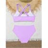 imageMilumia Girls 2 Piece Swimsuits Criss Cross Spaghetti Strap Bikini SetsMauve Purple