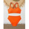 imageMilumia Girls 2 Piece Swimsuits Criss Cross Spaghetti Strap Bikini SetsOrange