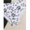 imageMilumia Girls 3 Piece Bikni Set Ditsy Floral Halter Swimsuit with Cover Up SkirtsBlack and White