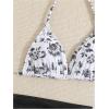 imageMilumia Girls 3 Piece Bikni Set Ditsy Floral Halter Swimsuit with Cover Up SkirtsBlack and White