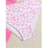 imageMilumia Girls 3 Piece Bikni Set Ditsy Floral Halter Swimsuit with Cover Up SkirtsHot Pink