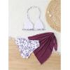 imageMilumia Girls 3 Piece Bikni Set Ditsy Floral Halter Swimsuit with Cover Up SkirtsPurple
