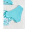 imageMilumia Girls 3 Pieces Bikini Set Tropical Print Criss Cross Wrap Bathing Suit with Beach SkirtBlue and White