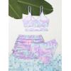 imageMilumia Girls 3 Pieces Bikini Set Tropical Print Criss Cross Wrap Bathing Suit with Beach SkirtLilac Purple