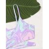 imageMilumia Girls 3 Pieces Bikini Set Tropical Print Criss Cross Wrap Bathing Suit with Beach SkirtLilac Purple