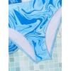 imageMilumia Girls 3 Pieces Bikini Set Tropical Print Criss Cross Wrap Bathing Suit with Beach SkirtMarble Print Blue