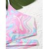 imageMilumia Girls 3 Pieces Bikini Set Tropical Print Criss Cross Wrap Bathing Suit with Beach SkirtMulti Pink