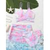 imageMilumia Girls 3 Pieces Bikini Set Tropical Print Criss Cross Wrap Bathing Suit with Beach SkirtMulti Pink