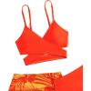 imageMilumia Girls 3 Pieces Bikini Set Tropical Print Criss Cross Wrap Bathing Suit with Beach SkirtOrange Multi
