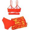 imageMilumia Girls 3 Pieces Bikini Set Tropical Print Criss Cross Wrap Bathing Suit with Beach SkirtOrange Multi