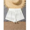 imageMilumia Girls Crochet Sheer Coverup Hollow Eyelet Shorts Swim Cover Up BeachwearLight White