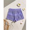 imageMilumia Girls Crochet Sheer Coverup Hollow Eyelet Shorts Swim Cover Up BeachwearPurple