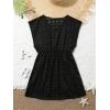 imageMilumia Girls Eyelet Hollow Beach Coverups Swimsuit Swimwear Cover UpHollow Out Black