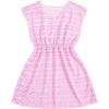 imageMilumia Girls Eyelet Hollow Beach Coverups Swimsuit Swimwear Cover UpPink