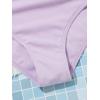 imageMilumia Girls One Piece Ribbed Knit Swimsuit Ruched Knot Scoop Neck Bathing SuitZ Lilac Purple