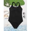 imageMilumia Girls One Piece Swimsuit Cute Tie Dye Criss Cross Bathing Suit SwimwearSolid Black
