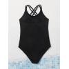 imageMilumia Girls One Piece Swimsuit Cute Tie Dye Criss Cross Bathing Suit SwimwearSolid Black
