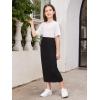 imageMilumia Girls Rib Knit Split Thigh Long Skirt Elastic Waist Solid Pencil SkirtsBlack