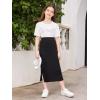 imageMilumia Girls Rib Knit Split Thigh Long Skirt Elastic Waist Solid Pencil SkirtsBlack
