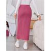 imageMilumia Girls Rib Knit Split Thigh Long Skirt Elastic Waist Solid Pencil SkirtsHot Pink
