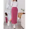 imageMilumia Girls Rib Knit Split Thigh Long Skirt Elastic Waist Solid Pencil SkirtsHot Pink
