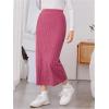 imageMilumia Girls Rib Knit Split Thigh Long Skirt Elastic Waist Solid Pencil SkirtsHot Pink