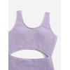 imageMilumia Girls Swimsuit One Piece Cut Out Bathing Suit Rib Knit Bikini Swimwear Size 914YLilac Purple