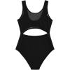 imageMilumia Girls Swimsuit One Piece Cut Out Bathing Suit Rib Knit Bikini Swimwear Size 914YSolid Black