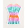 imageMilumia Girls Tie Dye Mesh Sheer Beach Coverups Ruffle Swimsuit Cover UpRuffle Trim Ombre