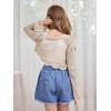 imageMilumia Girls Tie Front Crochet Cardigan Hollow Out Long Sleeve Knit Crop Cover Up TopBeige