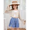 imageMilumia Girls Tie Front Crochet Cardigan Hollow Out Long Sleeve Knit Crop Cover Up TopBeige